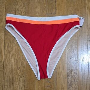 CUPSHE BRAND WOMEN'S RED AND WHITE SWIM BOTTOMS SIZE XL